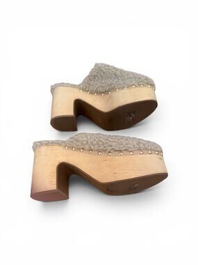 Aster Beige Aster Block Heel Clog Heels Size 8